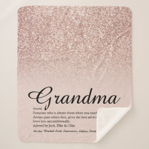 Oma Definition Script-Rose Gold Glitzer Sherpadecke