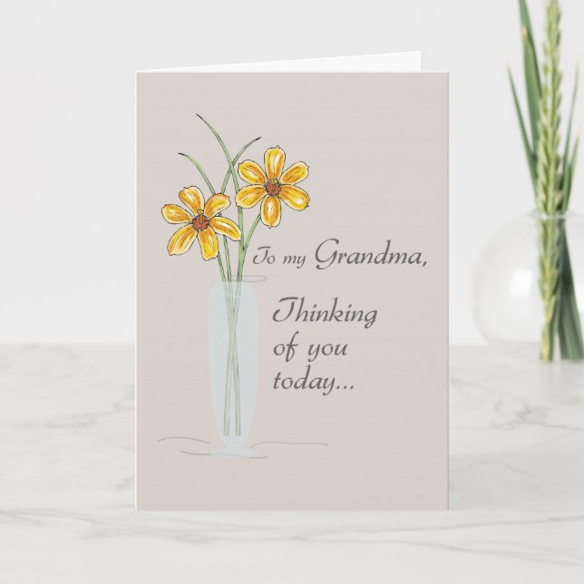 Oma, denken Sie an zwei Blume Vase Karte (Vorderseite)