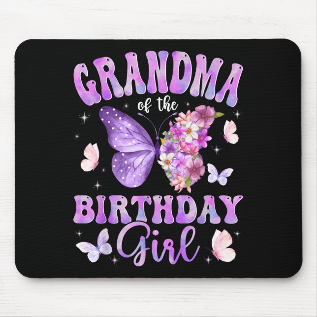 Oma der Geburtstags-Schmetterlings-Party Mousepad (Vorne)