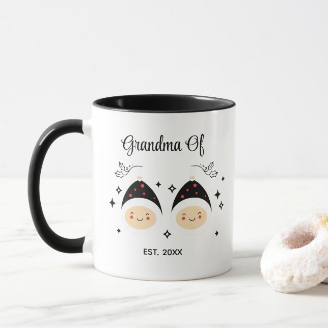 Oma der Twins gegründet | Schwarz und Weiß Tasse (Mit Donut)