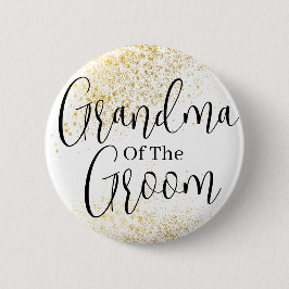 Oma des Bräutigam-Hochzeitsknopf für Gold-Glitzer Button