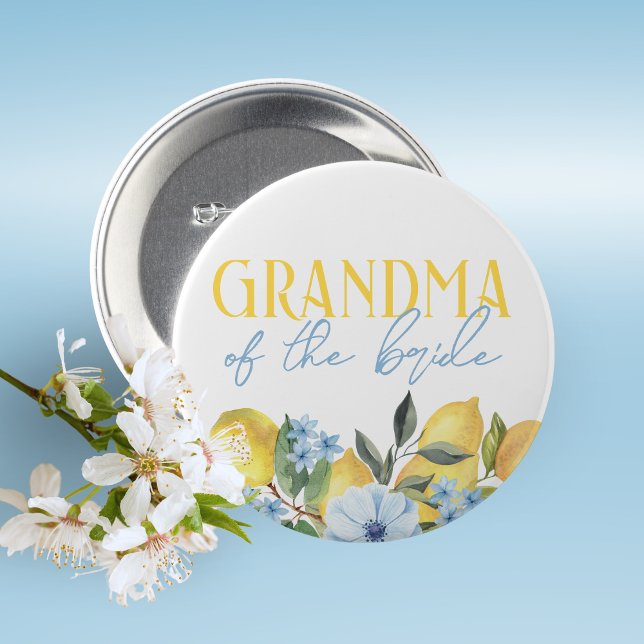 Oma des Bride Lemon Brautparty Button (Lemon Bridal Shower Pin on Buttons for Your Special Guests of Honor Such as Grandma's, Mom's & More)