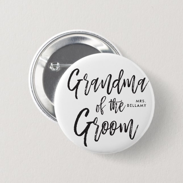 Oma des Grooms | Skriptstil Custom Wedding Button (Vorne & Hinten)