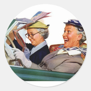 Oma Die Speed Queen Runder Aufkleber