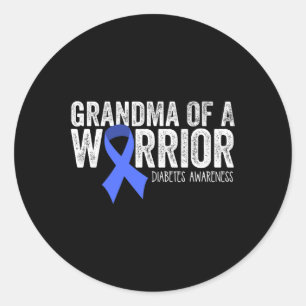 Oma eines Warrior T1d Diabetiker Blauer Schleifenh Runder Aufkleber