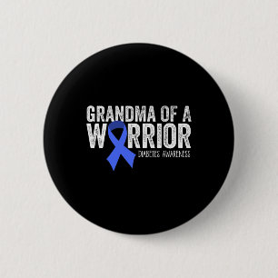 Oma eines Warriors T1D Diabetiker Blue Ribbon Supp Button