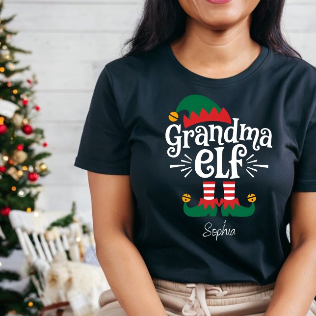 Oma Elf Funny Elf Matching Weihnachtsgeschenk T-Shirt (Von Creator hochgeladen)
