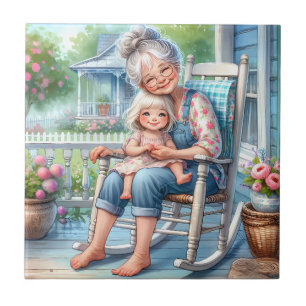 Oma Enkelin Veranda Umarmen Fliese