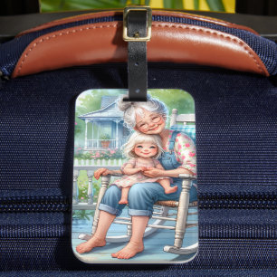 Oma Enkelin Veranda Umarmen Gepäckanhänger