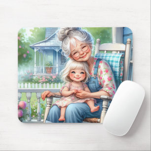 Oma Enkelin Veranda Umarmen Mousepad