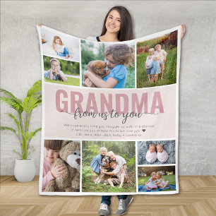 Oma Enkelkinder Umarmen Rosa Fotocollage Fleecedecke