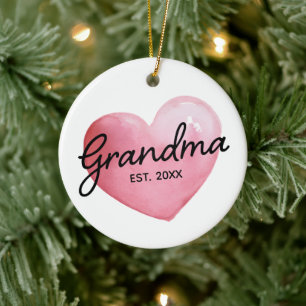 Oma Erstes Datum Wasserfarbenes Herz Weihnachten Keramik Ornament