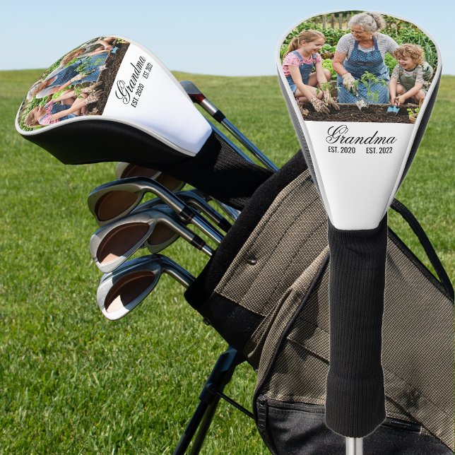Oma-EST-Datum Elegantes Skript Geschenk nach Maß Golf Headcover (Grandma EST Date Elegant Script Custom Gift Golf Head Cover)
