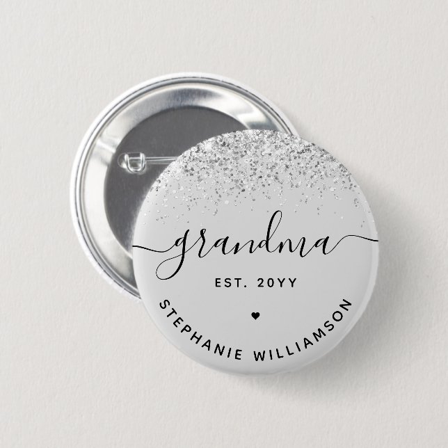 Oma Est Glitzer Confetti Custom Oma Geschenke Button (Vorne & Hinten)