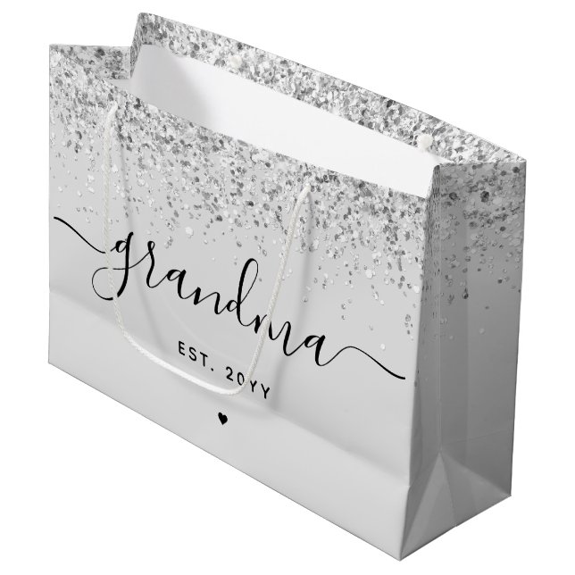 Oma Est Glitzer Confetti Custom Oma Geschenke Große Geschenktüte (Vorderseite Schrägansicht)