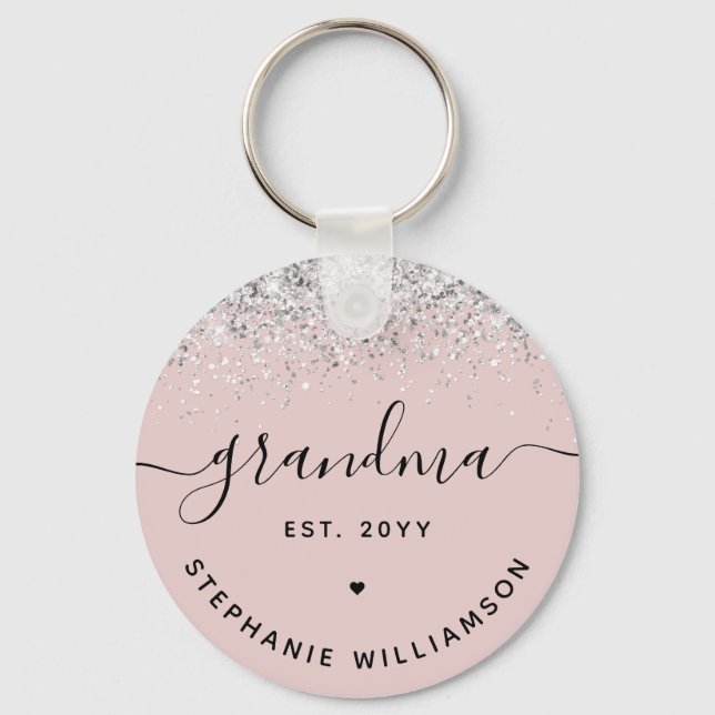 Oma Est Glitzer Confetti Custom Oma Geschenke Schlüsselanhänger (Vorderseite)