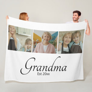 Oma Est Jahr Benutzerdefinierte 3-Foto-Collage-Ges Fleecedecke