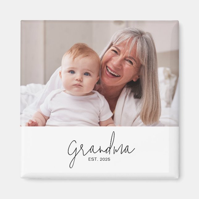 Oma Established Foto-Geschenk Magnet (Vorne)