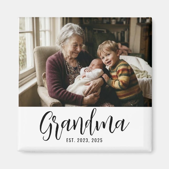 Oma Established Foto-Geschenk Magnet (Vorne)