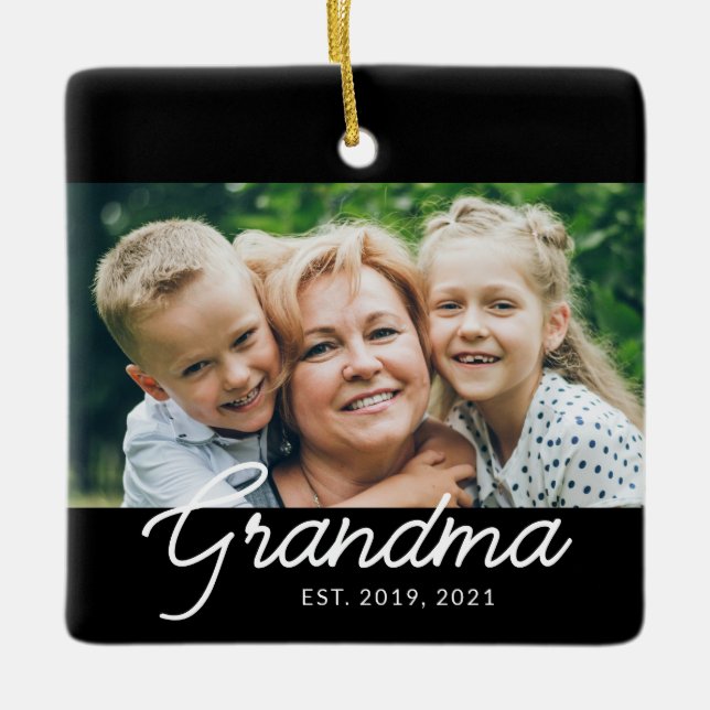 Oma Established Schrift Foto Keramikornament (Vorderseite)
