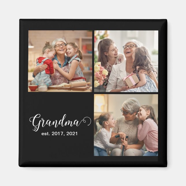 Oma Established Schrift Geschenk Foto Magnet (Vorne)