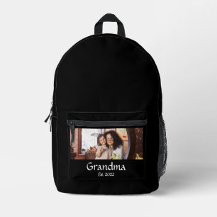 Oma Established Schrift Schwarz Foto Bedruckter Rucksack