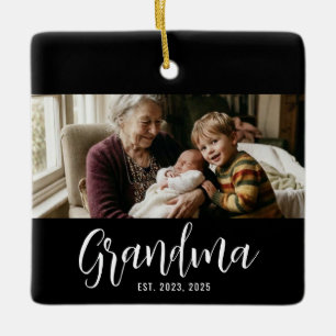 Oma Established Schwarz Weiß Schrift Foto Keramikornament
