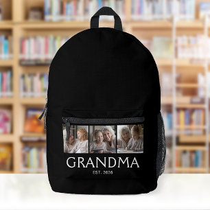 Oma Established Typography Schwarz 3 Foto Bedruckter Rucksack