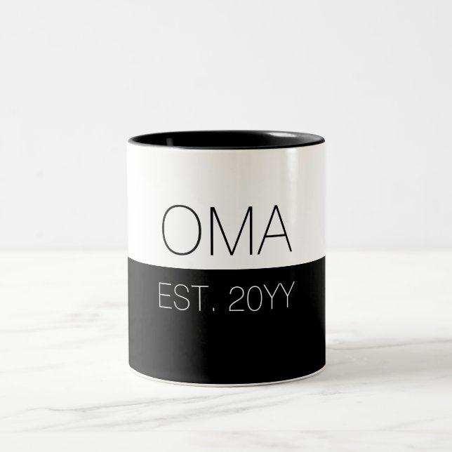 Oma etabliert | Elegante Geschenke für Oma Zweifarbige Tasse (Mittel)
