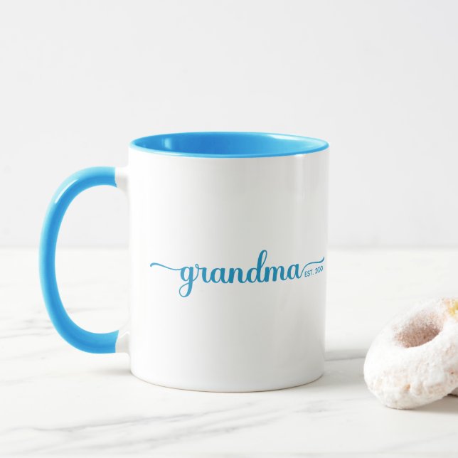 Oma etabliert | Zwei Tone Blau & Weiß Tasse (Mit Donut)