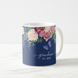 Oma etablierte Burgund Floral Wasserfarbe Kaffeetasse