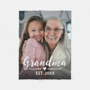 Oma Etablierte Weiße Schrift Foto Fleecedecke