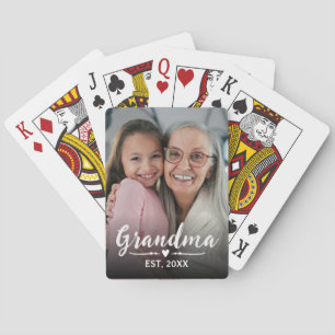 Oma etablierte weiße Schrift Foto Spielkarten