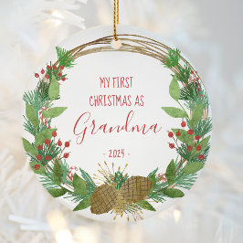 Oma First Christmas Rustikales Baby Foto Keramik Ornament