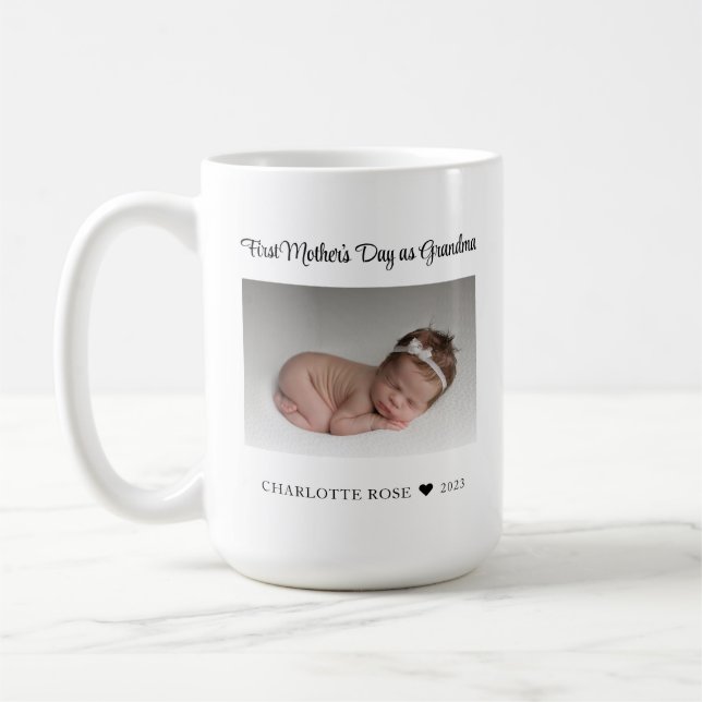 Oma First Mthers Day New Baby Foto Kaffeetasse (Links)