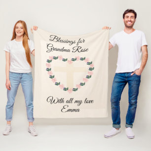 Oma Florales Herz Trost Fleecedecke