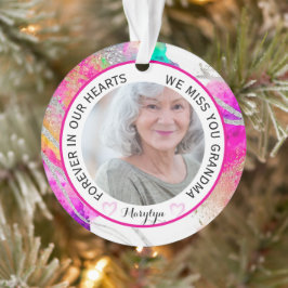 Oma Forever in unserem Herzen Regenbogen-Glitzer Ornament