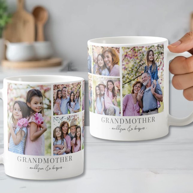 Oma-Foto-Collage Kaffeetasse (Grandmother Photo Collage Coffee Mug)