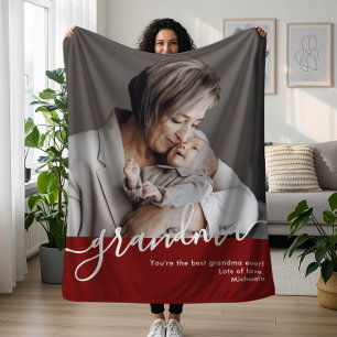 Oma Foto Elegantes Skript Persönliche Nachricht Fleecedecke