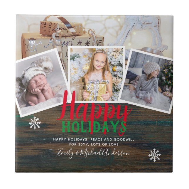 Oma Foto Geschenk Opa Großkinder Collage Fliese (Vorderseite)