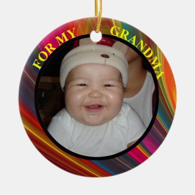 Oma Foto Geschenk Tag & Ornament (Vorne)