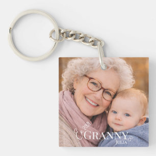 Oma Foto Gründungsjahr Modern Heart Schlüsselanhänger