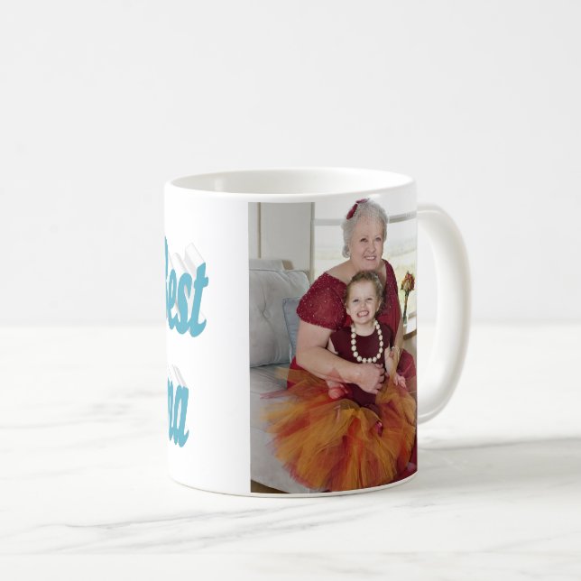 Oma Foto Himmelsblauer Typografie Kaffeetasse (VorderseiteRechts)