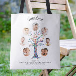 Oma Foto Tasche<br><div class="desc">Diese moderne und stilvolle Oma Tote Tasche ist mit einem bunten Mosaikbaum geschmückt. Einfach anpassbar mit einer Auswahl von sieben Fotos und Enkelkindern. Macht ein perfektes Geschenk für Ihr Oma. Original Mosaik © Michele Davies.</div>