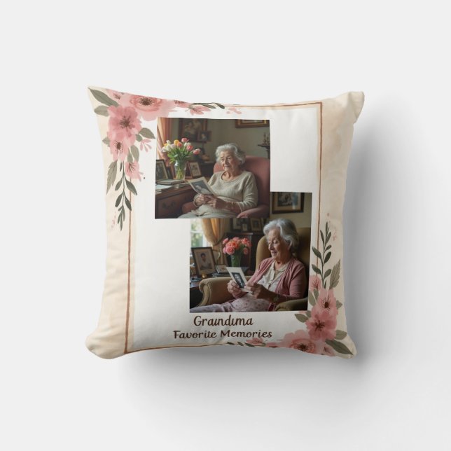 Oma Foto Throw Kissen (Vorderseite)