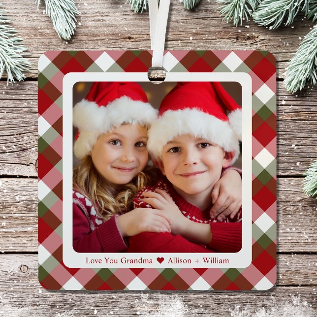 Oma Foto Weihnachten Kariert Ornament Aus Metall (Von Creator hochgeladen)