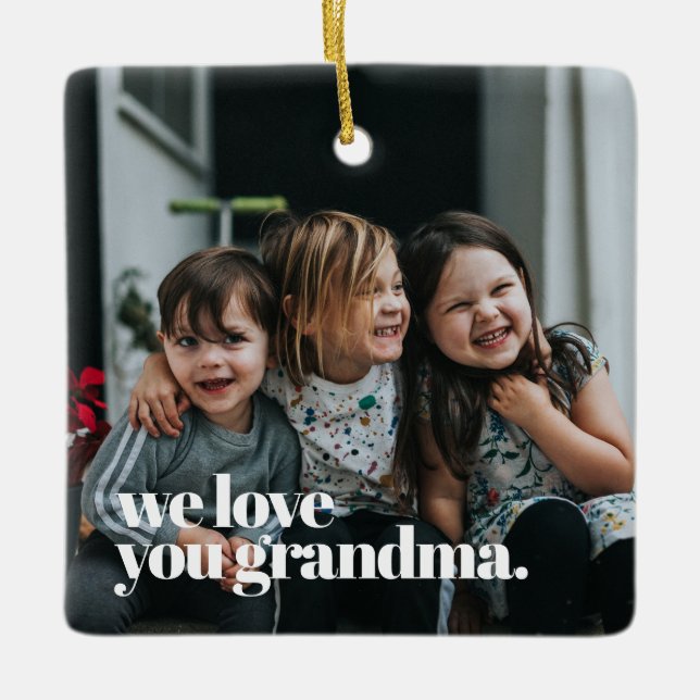 Oma Foto Weihnachtsbaum Keramikornament (Vorderseite)