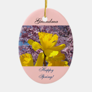Oma Froher Frühling! Osterglocken-Blumen-Ornamente Keramikornament