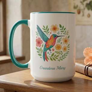 Oma Geburtstag Kolibri Botanisch Blumig Tasse