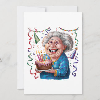 Oma Geburtstag mit großem Lächeln Einladung